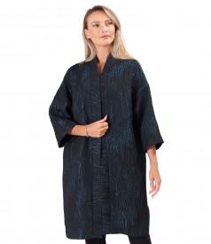 Jacheta oversize cu maneci 3/4 din brocart versatil