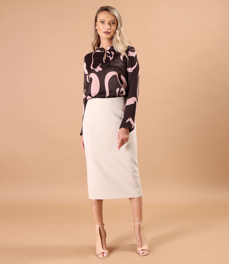 Bluza eleganta din viscoza satinata imprimata