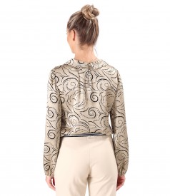 Bluza eleganta din viscoza satinata imprimata