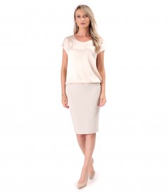 Bluza lejera din viscoza satinata cu fusta creion