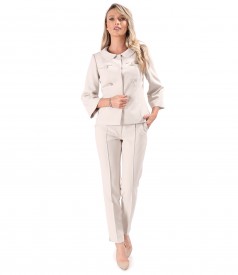 Costum dama office cu sacou si pantaloni pana din stofa elastica