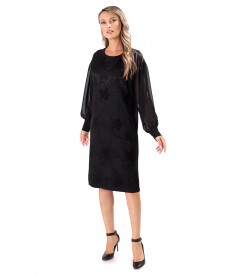 Rochie lejera cu maneci lungi ample din voal