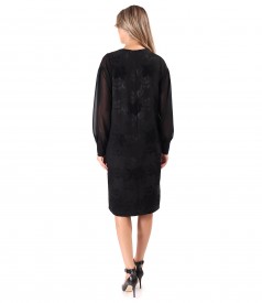 Rochie lejera cu maneci lungi ample din voal