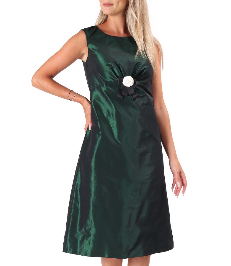 Rochie eleganta din tafta cu brosa detasabila in talie