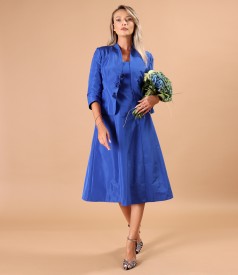 Rochie evazata din tafta cu floare in talie