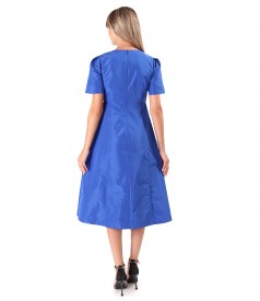 Rochie evazata din tafta cu floare in talie