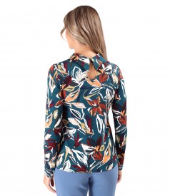 Bluza eleganta din jerse elastic imprimat cu motive florale