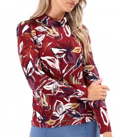 Bluza eleganta din jerse elastic imprimat cu motive florale