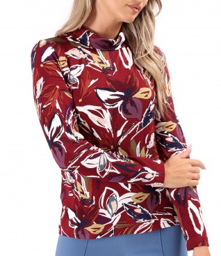 Bluza eleganta din jerse elastic imprimat cu motive florale