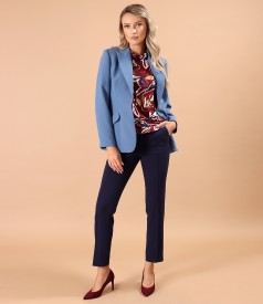 Bluza eleganta din jerse elastic imprimat cu motive florale