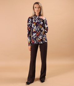 Bluza din jerse elastic cu falduri la decolteu