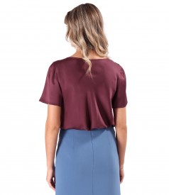 Bluza eleganta pe bie din saten de viscoza