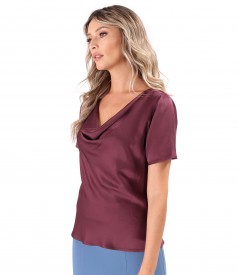 Bluza eleganta pe bie din saten de viscoza