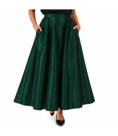 Fusta lunga clos din tafta cu elastic decorativ pe spate