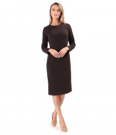 Rochie eleganta din jerse elastic gros cu buline tesute in relief