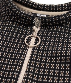 Bluza din jerse elastic gros cu fermoar pe fata