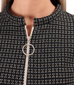 Bluza din jerse elastic gros cu fermoar pe fata