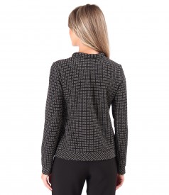 Bluza din jerse elastic gros cu fermoar pe fata