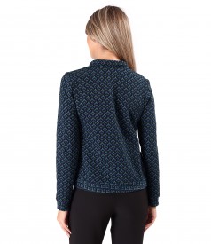 Bluza din jerse elastic gros cu fermoar pe fata
