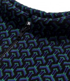 Bluza din jerse elastic gros cu fermoar pe fata