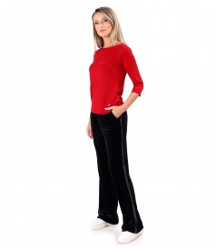 Bluza din jerse elastic uni cu maneci 3/4