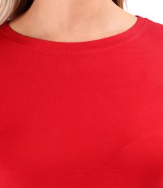 Bluza din jerse elastic uni cu maneci 3/4