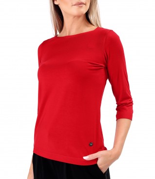 Bluza din jerse elastic uni cu maneci 3/4