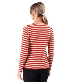 Bluza din jerse elastic cu fir metalic si cu decolteu in falduri