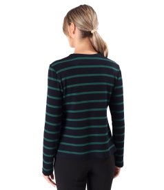 Bluza din jerse elastic cu lana cu fermoar pe fata