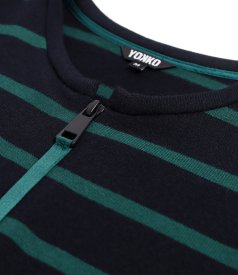 Bluza din jerse elastic cu lana cu fermoar pe fata