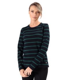 Bluza din jerse elastic gros cu lana cu dungi