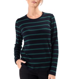 Bluza din jerse elastic gros cu lana imprimat cu dungi