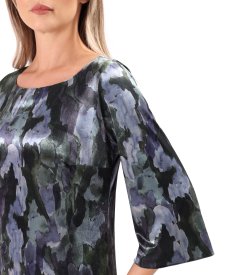 Rochie eleganta din catifea elastica imprimata