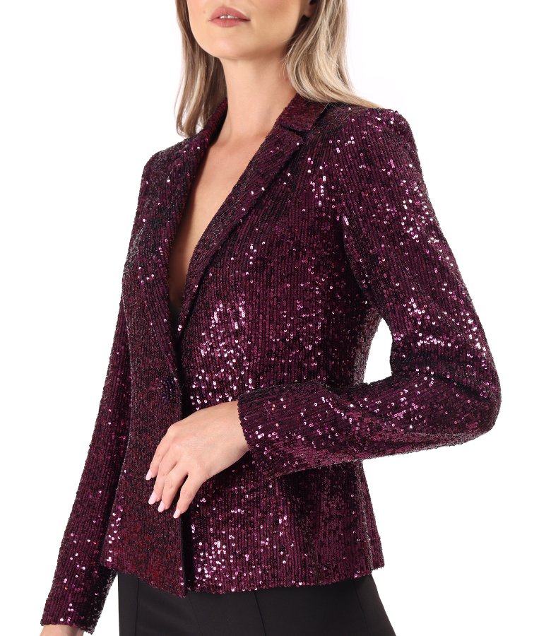 Sacou elegant din paiete metalizate negre