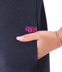 Rochie office din jerse elastic gros cu guler alb