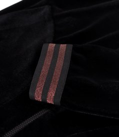 Bluza din catifea elastica neagra cu fermoar pe fata