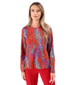 Bluza din jerse elastic cu maneci lungi