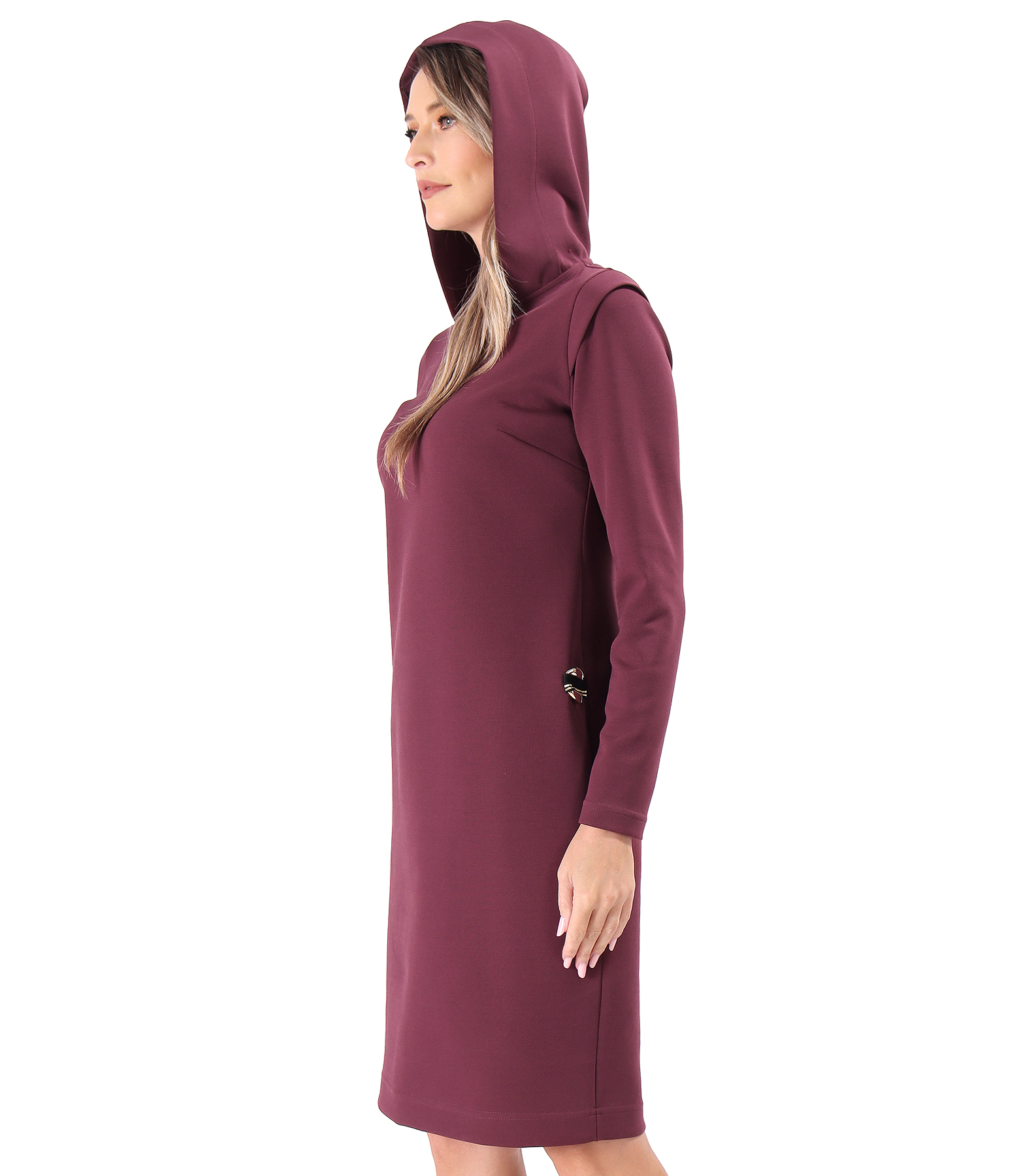 Rochie cu gluga din jerse elastic cu bumbac