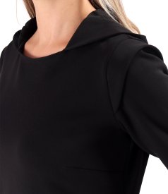 Rochie cu gluga din jerse elastic cu bumbac