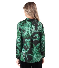 Bluza eleganta din matase naturala imprimata