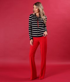 Bluza din jerse elastic cu lana cu fermoar pe fata