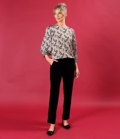 Bluza din jerse elastic cu maneci semi-lungi