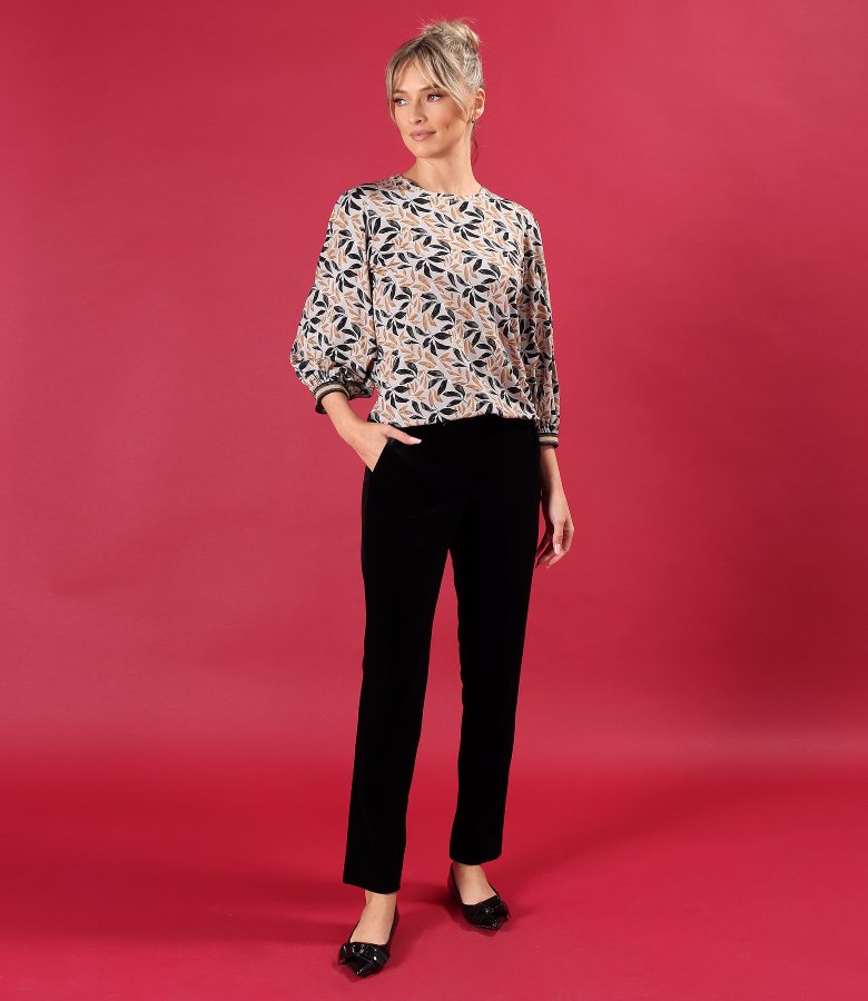 Bluza din jerse elastic cu maneci semi-lungi