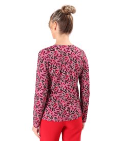 Bluza din jerse elastic cu decolteu in V