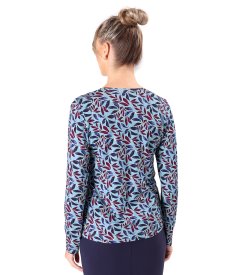 Bluza din jerse elastic cu decolteu in V