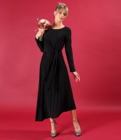 Rochie midi de cocktail din viscoza cu fir metalic