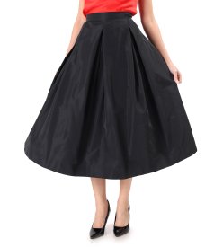 Fusta midi clos din tafta usoara cu efect mat