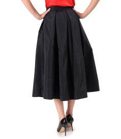 Fusta midi clos din tafta usoara cu efect mat