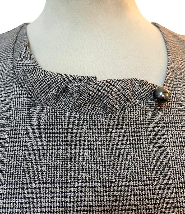 Rochie office din stofa in carouri cu fir metalic