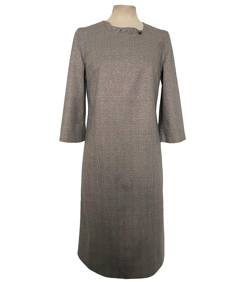 Rochie office din stofa in carouri cu fir metalic